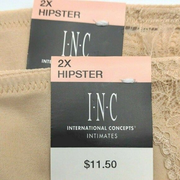BOGO INC International Concepts Womens Lace Inset Hipster Panties Frappe 2X NEW - Picture 3 of 8